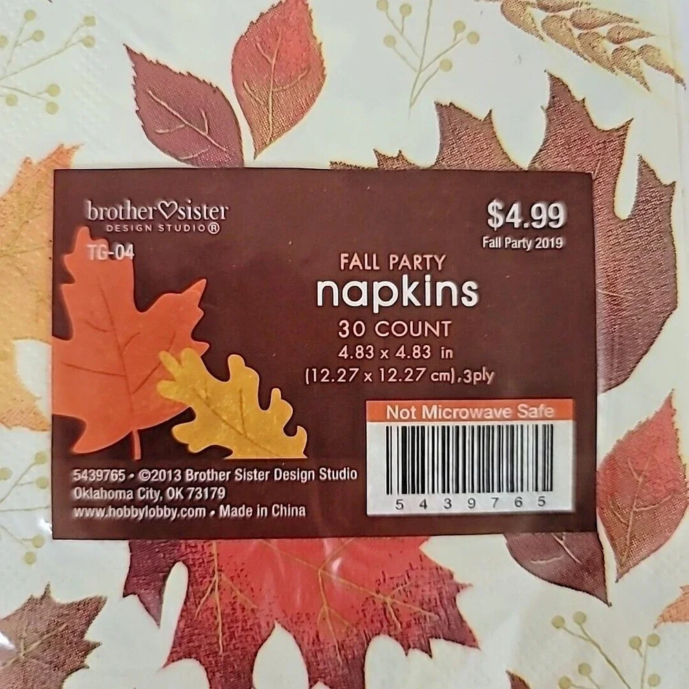 Fall Thanksgiving Party Luncheon Cocktail Napkins Table-cover Plastic‎ Cups